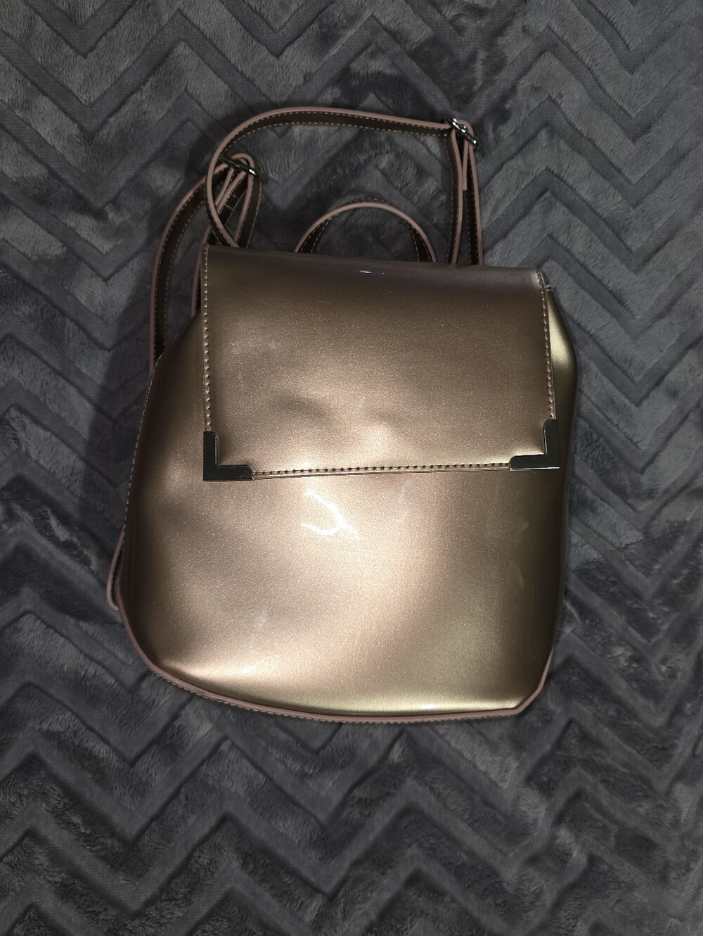 NWT T-Shirt & Jeans Metallic Rose Gold Mini Backpack Flap Closure